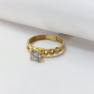 انگشتر طلا کارتیر تک نگین کد 1077