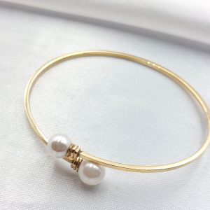 دستبند طلا مدل بنگل مرواریدی کد 5513