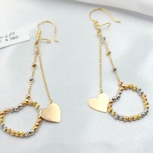 گوشواره طلا مدل آویزی قلب کد 6225