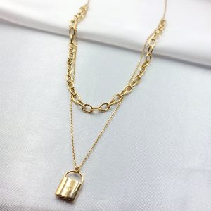 گردنبند طلا مدل دو ردیفی تیفانی کد 2420